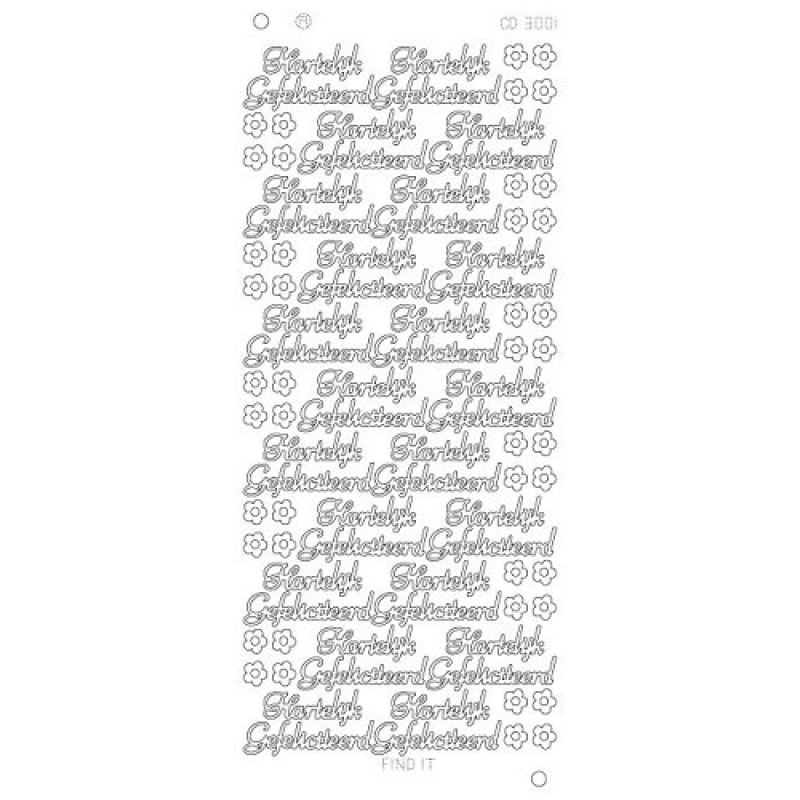 Stickervel: Hartelijk Gefeliciteerd - Platinum - Goud